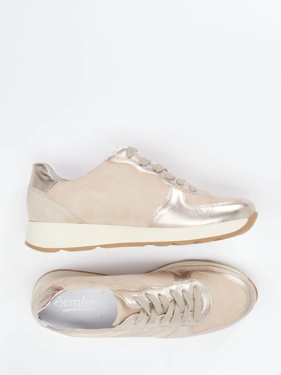 Semler – Komfort-Sneaker aus Veloursleder beige