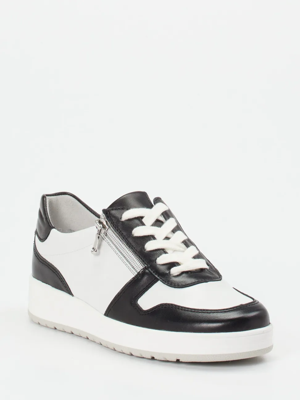 Semler – Komfort-Sneaker aus Kalbleder Weiß-Schwarz