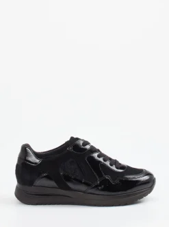 Semler – Komfort-Sneaker aus Velours- und Lackleder Schwarz