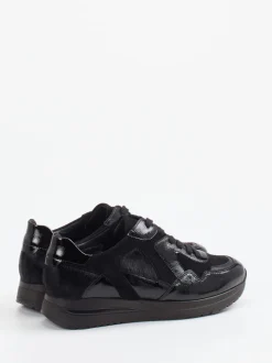 Semler – Komfort-Sneaker aus Velours- und Lackleder Schwarz