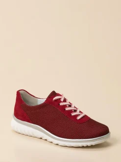 Semler – Komfort-Sneaker aus Mesh und Veloursleder rot