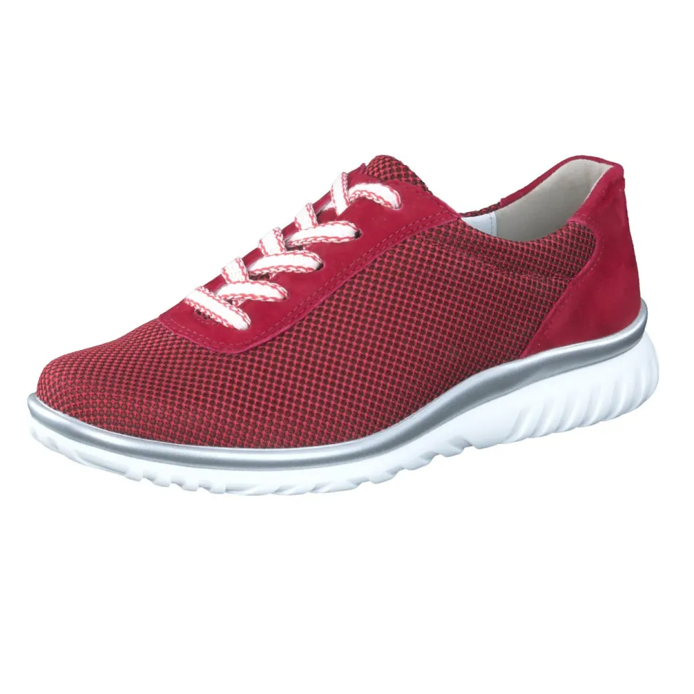 Semler – Komfort-Sneaker aus Mesh und Veloursleder rot