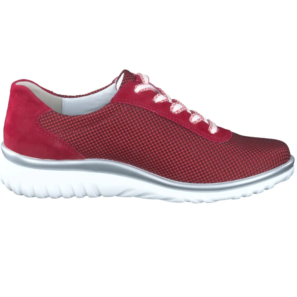 Semler – Komfort-Sneaker aus Mesh und Veloursleder rot