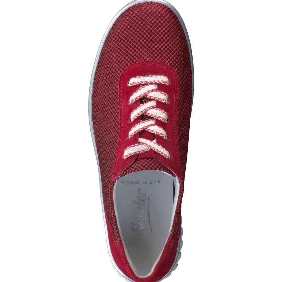 Semler – Komfort-Sneaker aus Mesh und Veloursleder rot