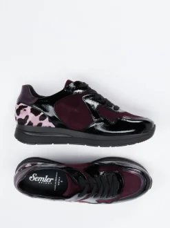 Semler – Komfort-Sneaker aus Lackleder in Brombeer