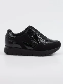 Semler – Komfort-Sneaker aus Reptilleder Schwarz