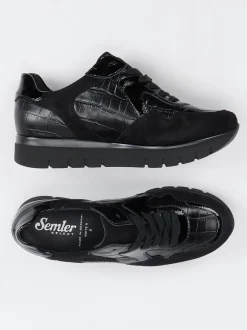 Semler – Komfort-Sneaker aus Reptilleder Schwarz