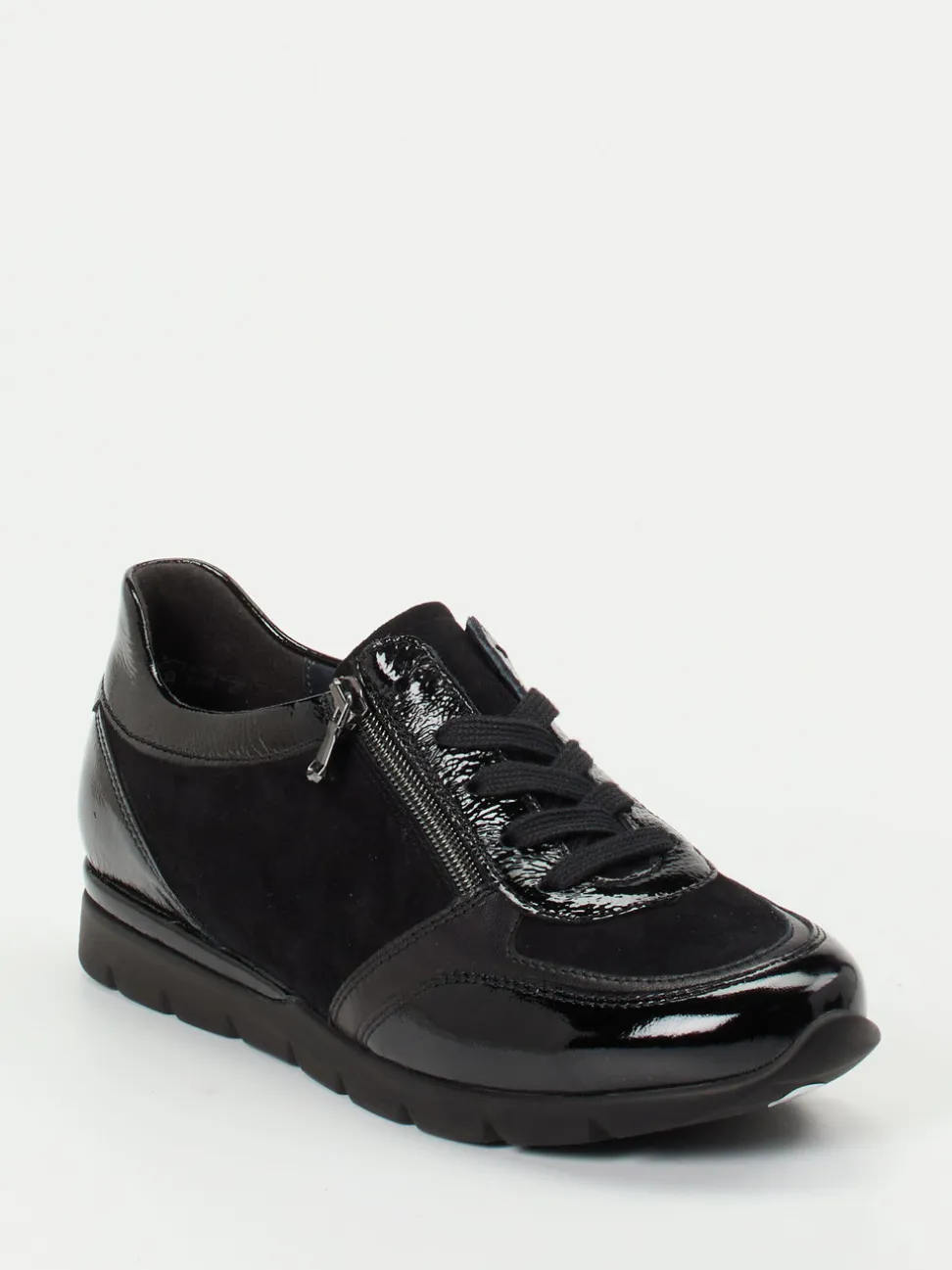 Semler – Komfort-Sneaker aus Velours- und Lackleder Schwarz