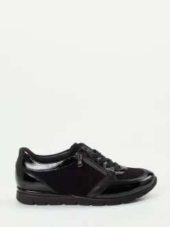 Semler – Komfort-Sneaker aus Velours- und Lackleder Schwarz