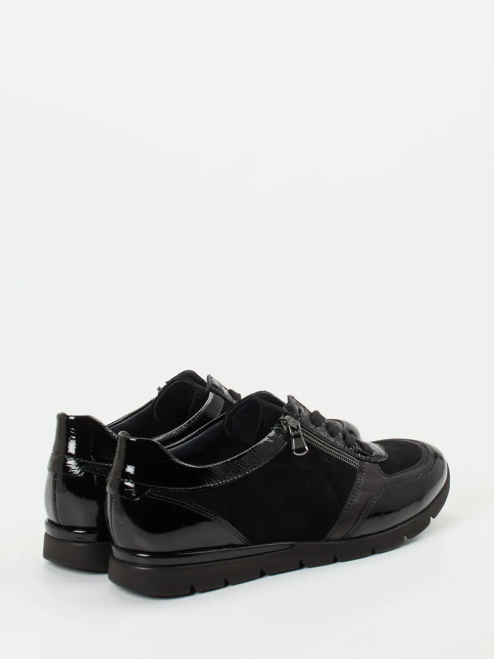 Semler – Komfort-Sneaker aus Velours- und Lackleder Schwarz