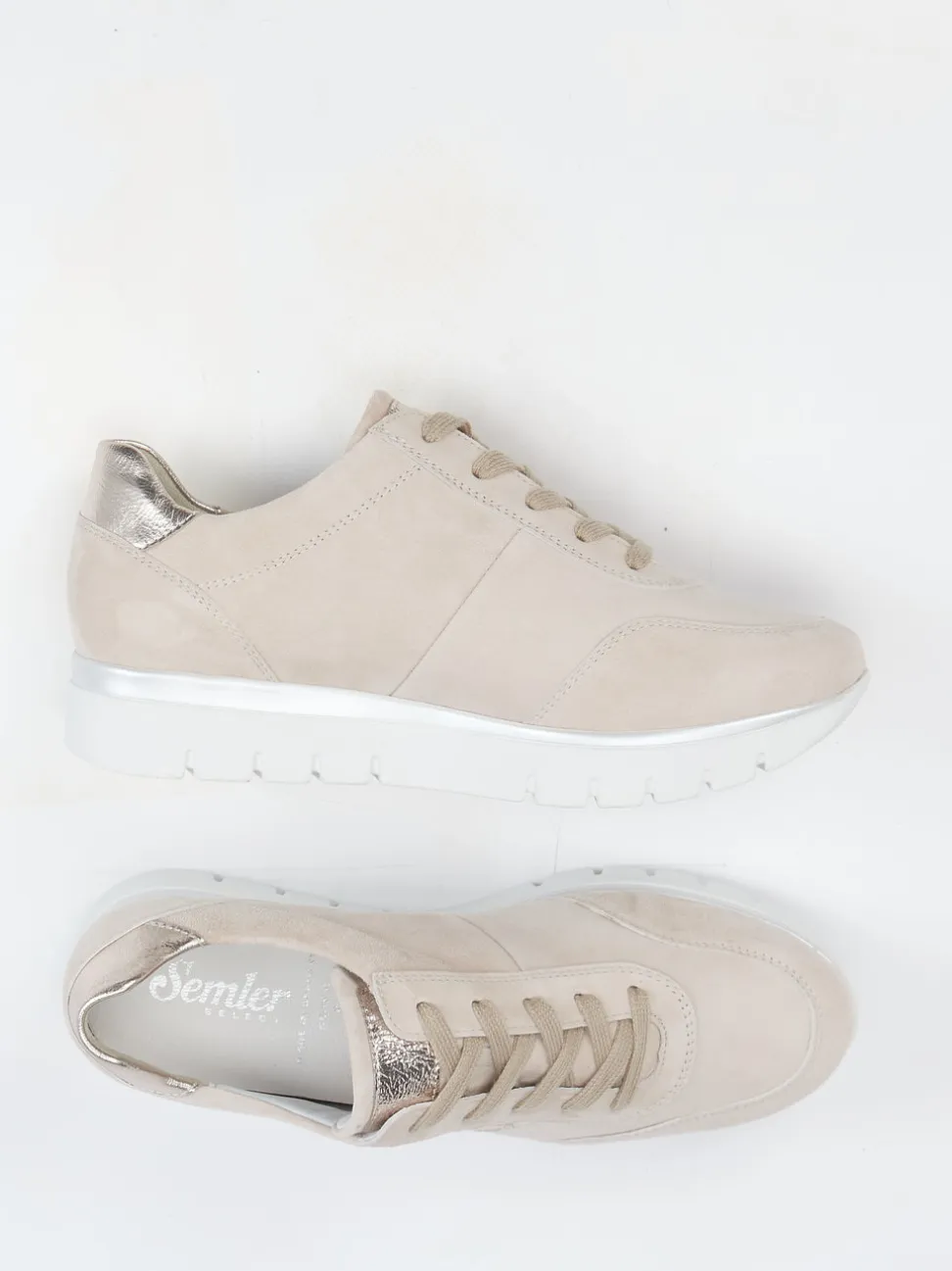 Semler – Komfort-Sneaker aus Veloursleder beige