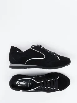 Semler – Komfort-Sneaker aus Veloursleder schwarz