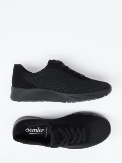 Semler – Komfort-Sneaker aus Velour/Textil schwarz