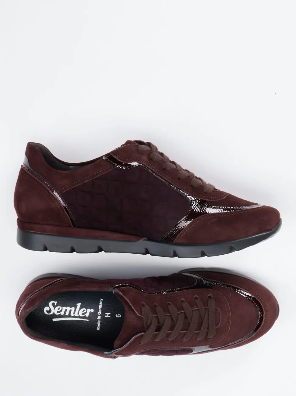 Semler – Komfort-Sneaker aus Veloursleder bordeaux