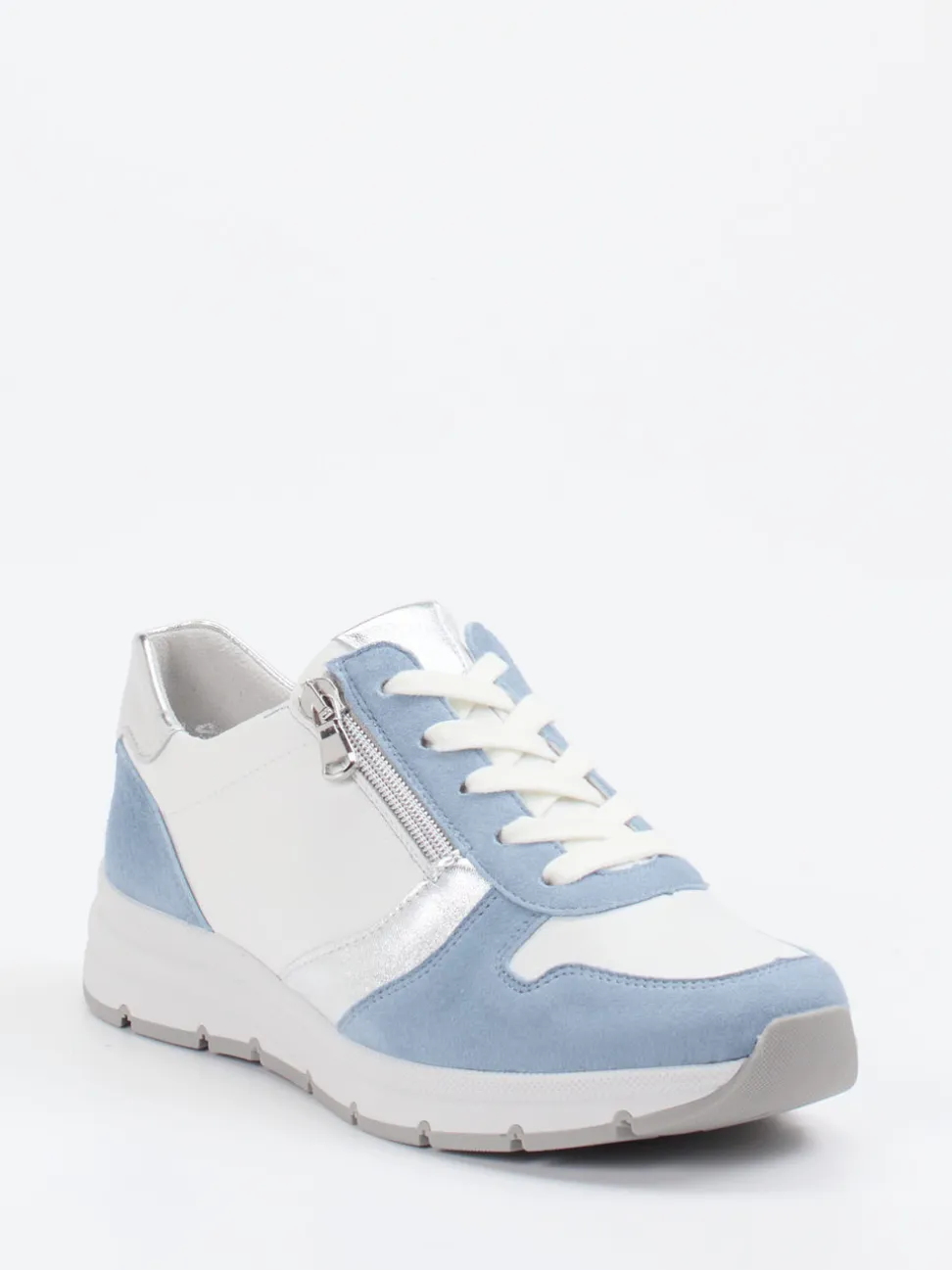 Semler – Komfort-Sneaker aus Kalbleder weiß-blau