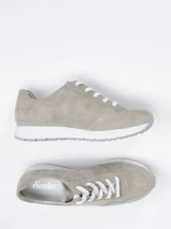 Semler – Komfort-Sneaker aus Veloursleder Beigegrau