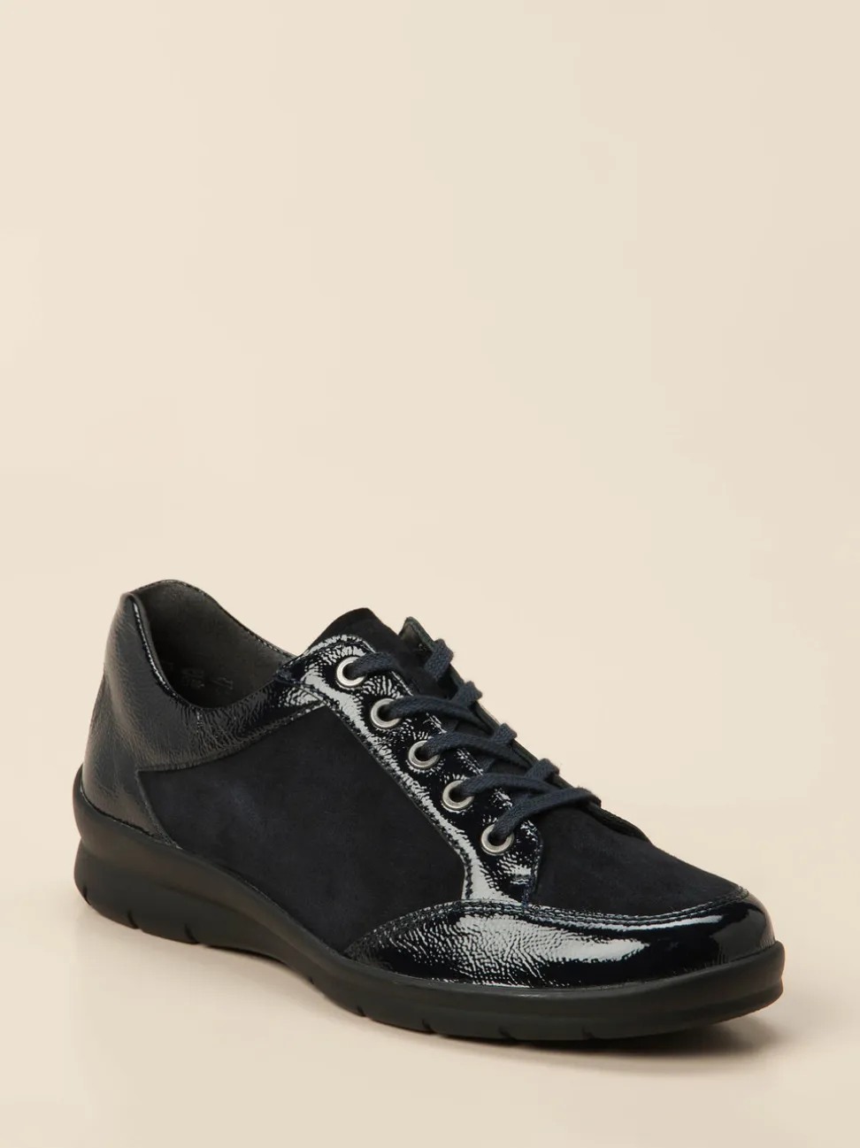 Semler – Komfort-Sneaker aus Lackleder und Veloursleder