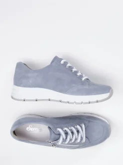 Semler – Komfort-Sneaker aus Veloursleder taubenblau