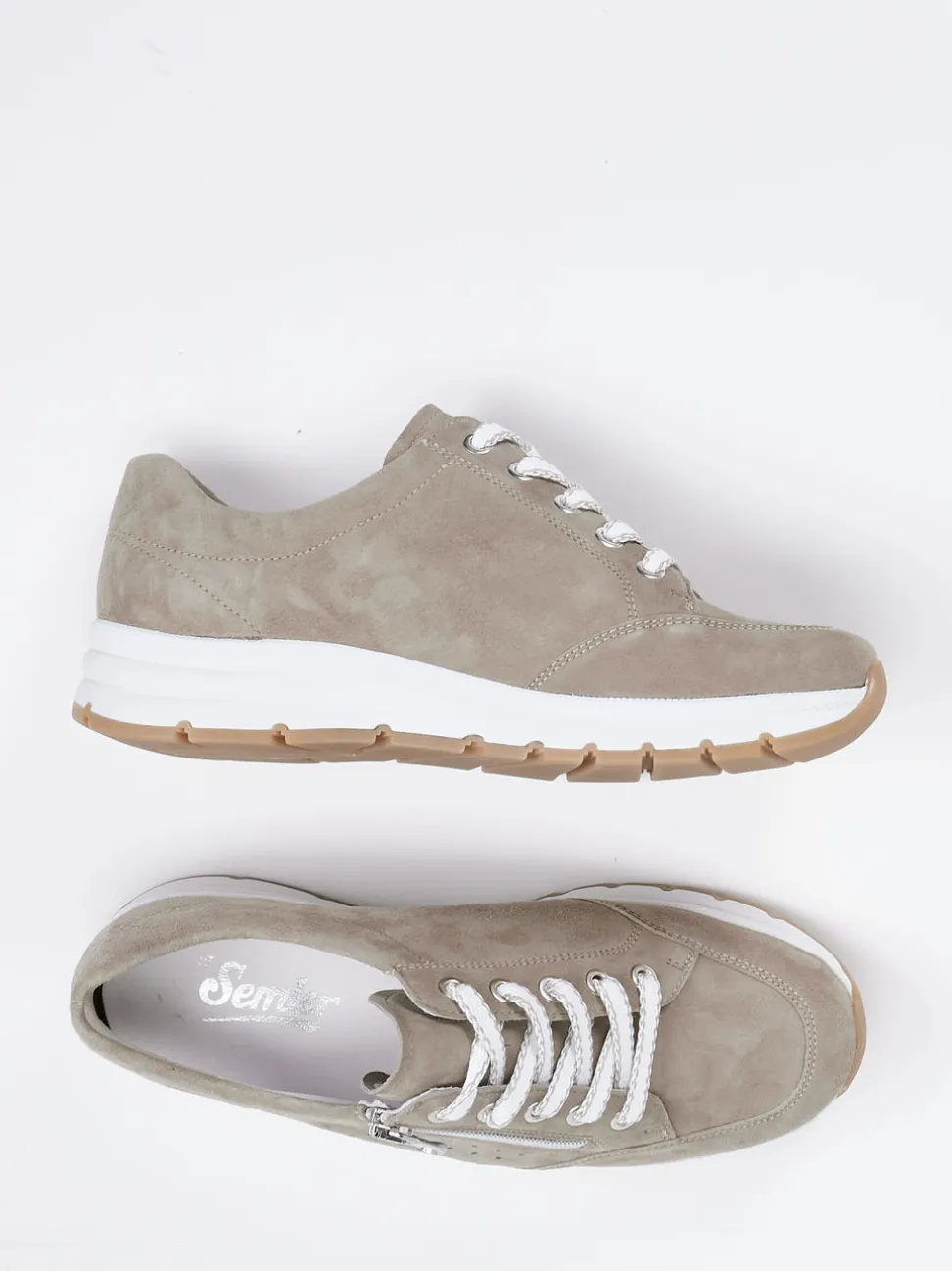 Semler – Komfort-Sneaker aus Veloursleder beige