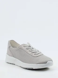Semler – Komfort-Sneaker aus Mesh und Veloursleder Hellgrau