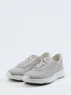 Semler – Komfort-Sneaker aus Mesh und Veloursleder Hellgrau