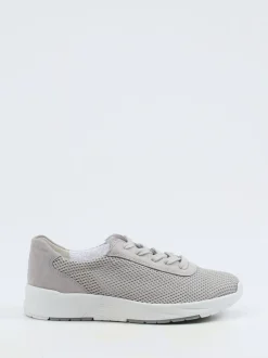 Semler – Komfort-Sneaker aus Mesh und Veloursleder Hellgrau