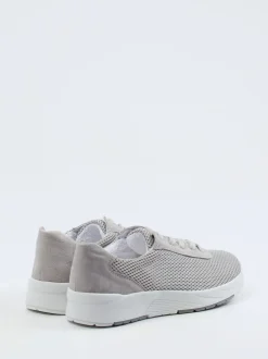 Semler – Komfort-Sneaker aus Mesh und Veloursleder Hellgrau