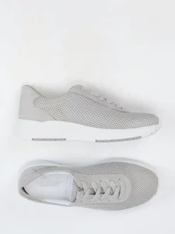 Semler – Komfort-Sneaker aus Mesh und Veloursleder Hellgrau