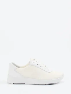 Semler – Komfort-Sneaker aus Mesh und Kalbleder Cremeweiß