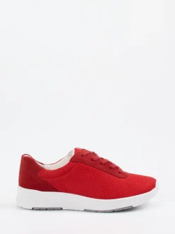 Semler – Komfort-Sneaker aus Mesh und Veloursleder Rot