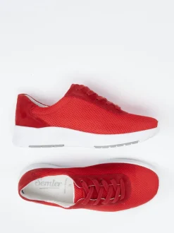 Semler – Komfort-Sneaker aus Mesh und Veloursleder Rot