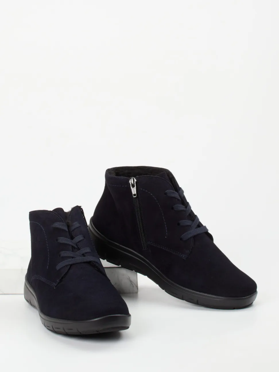 Semler – Komfort-Stiefelette aus Veloursleder Dunkelblau