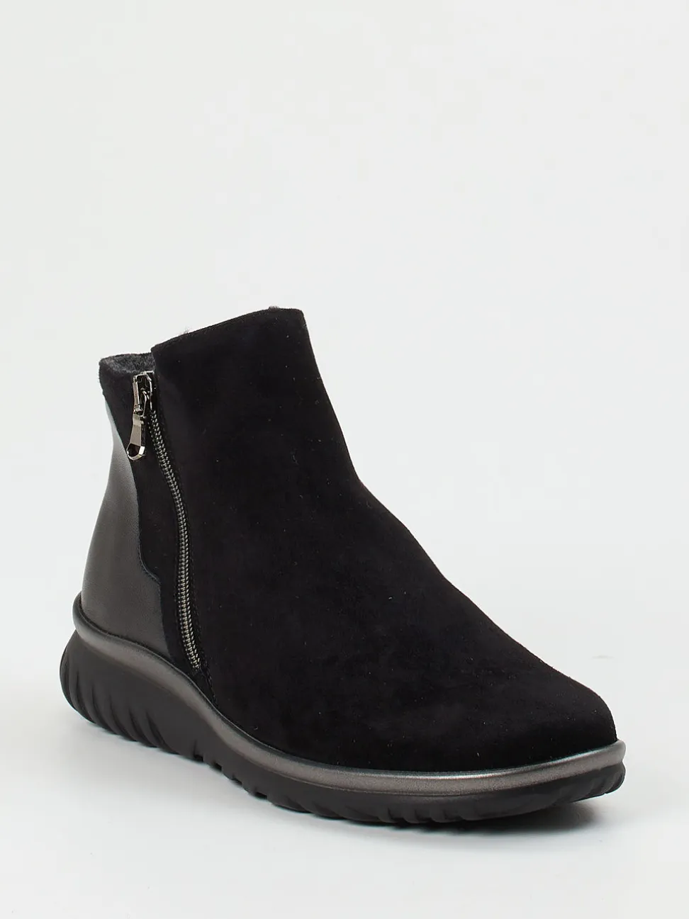 Semler – Komfort-Stiefelette aus Veloursleder Schwarz