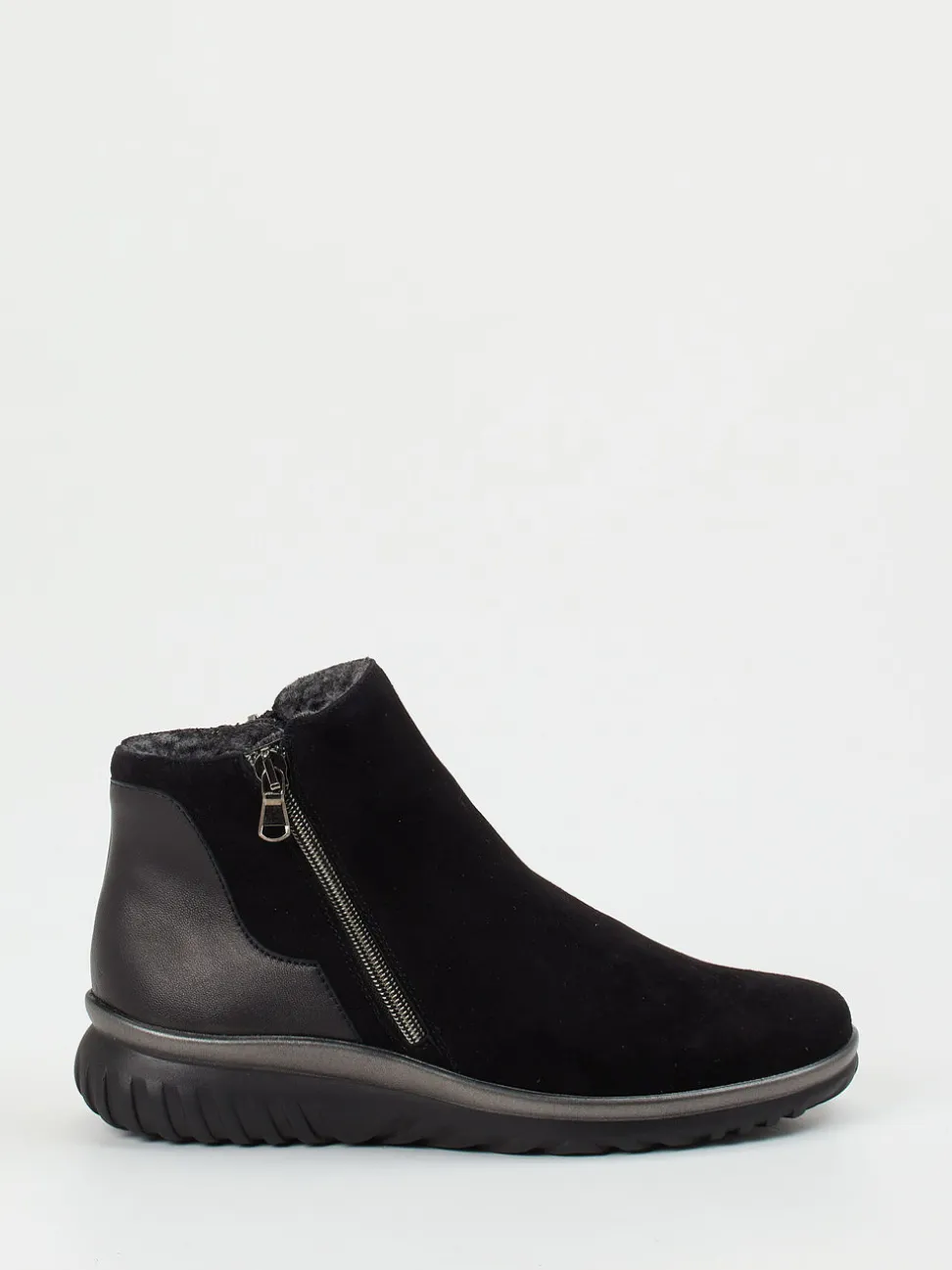 Semler – Komfort-Stiefelette aus Veloursleder Schwarz