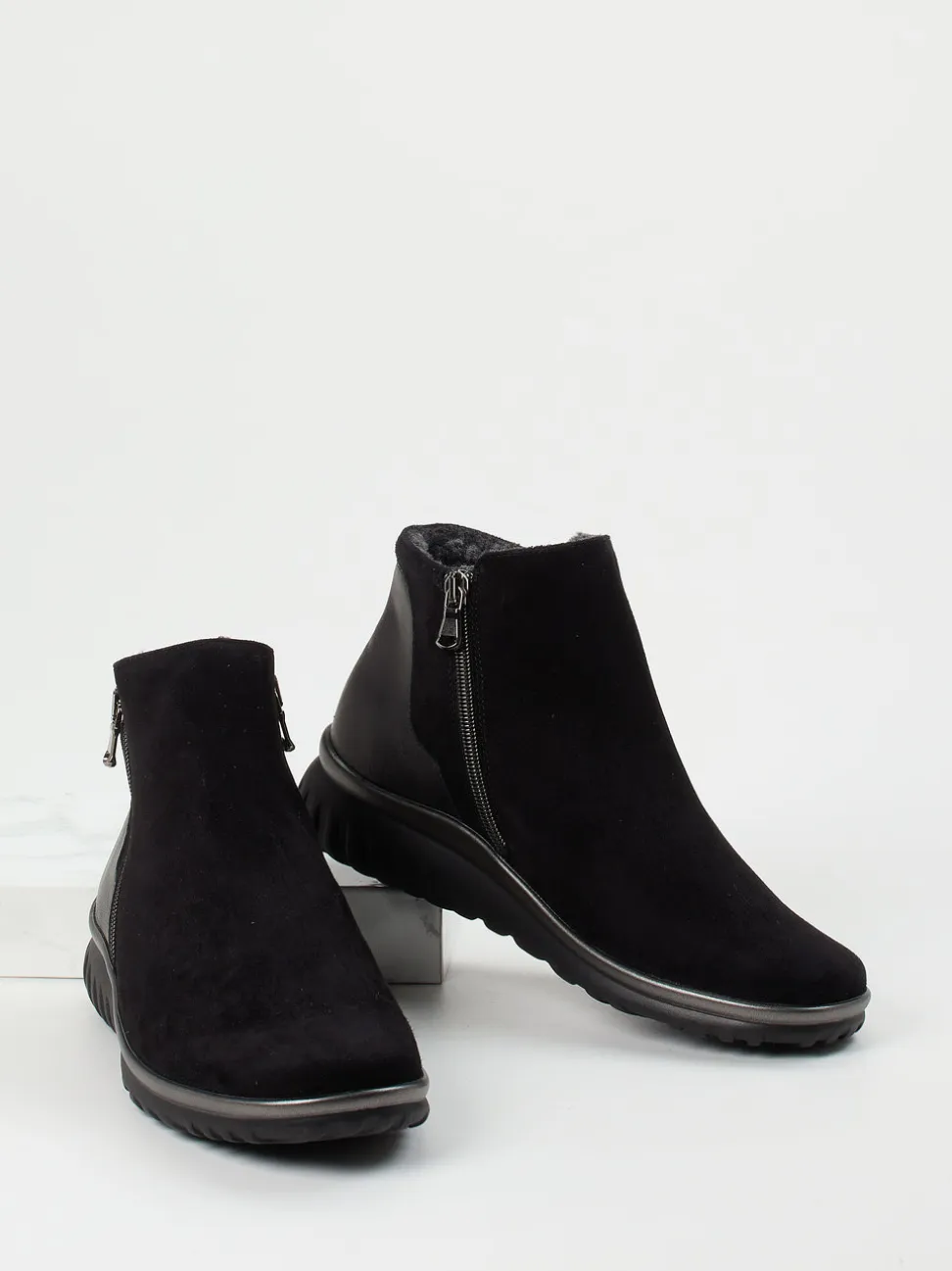 Semler – Komfort-Stiefelette aus Veloursleder Schwarz