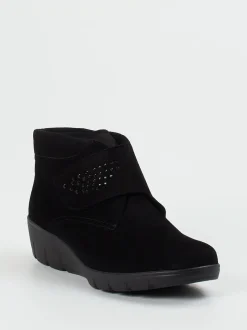 Semler – Komfort-Stiefeletten aus Veloursleder schwarz