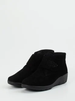 Semler – Komfort-Stiefeletten aus Veloursleder schwarz