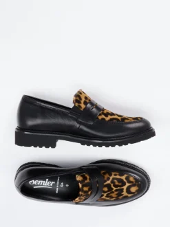 Semler – Loafer aus Glattleder und Ponyfell Schwarz