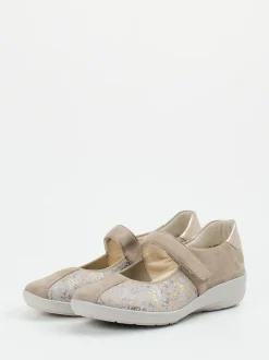 Semler – Mary Janes aus Veloursleder in Beigegrau