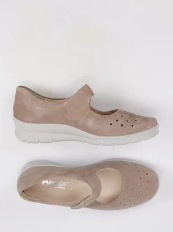 Semler – Mary Janes aus Veloursleder in Taupe
