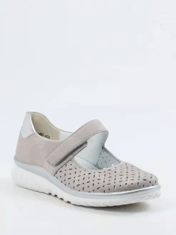 Semler – Mary Janes aus Veloursleder Taupe-Grau