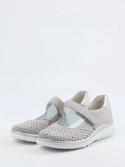 Semler – Mary Janes aus Veloursleder Taupe-Grau