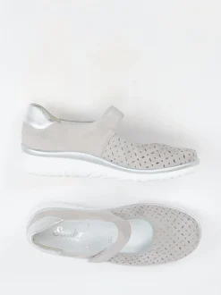 Semler – Mary Janes aus Veloursleder Taupe-Grau