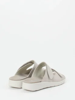 Semler – Pantolette aus Metallic-Veloursleder beige