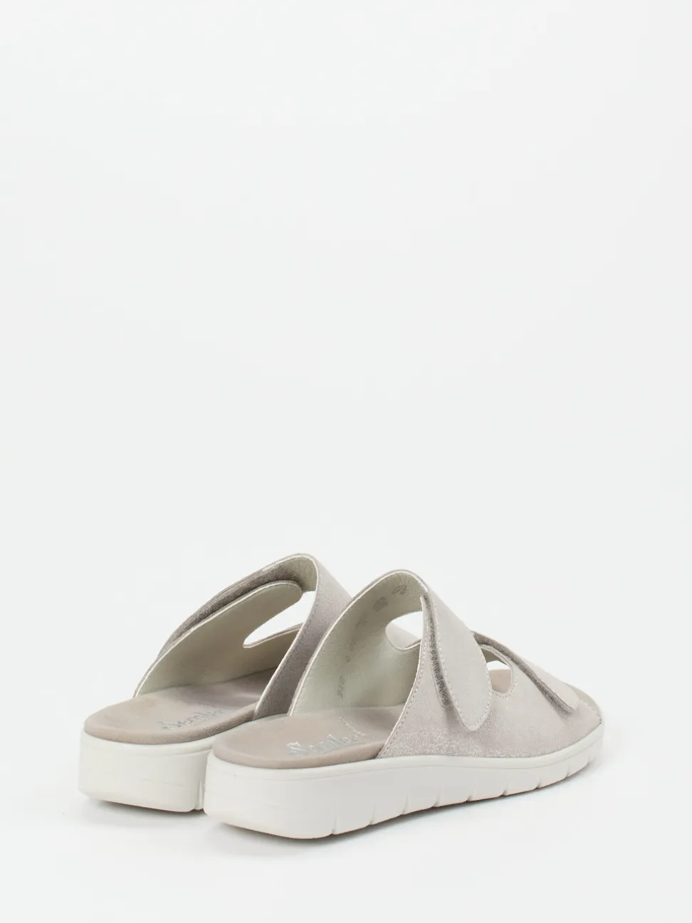 Semler – Pantolette aus Metallic-Veloursleder beige