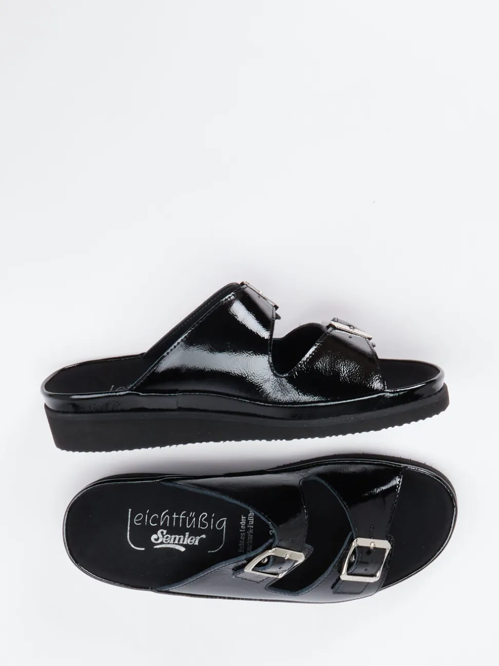 Semler – Pantoletten aus Lackleder in Schwarz