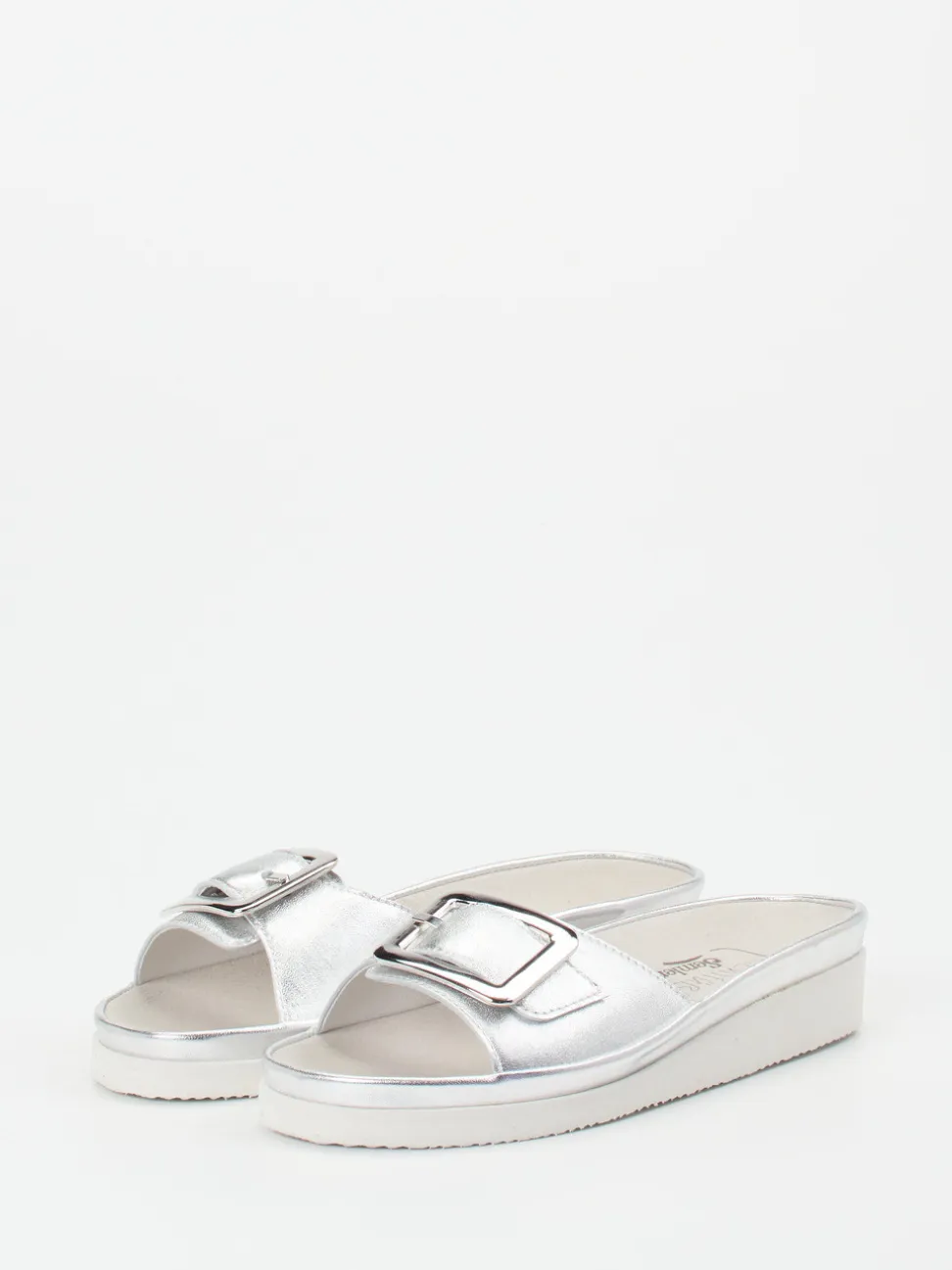 Semler – Pantoletten aus Metallicleder in Silber