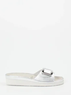 Semler – Pantoletten aus Metallicleder in Silber