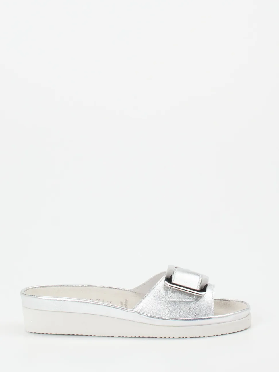 Semler – Pantoletten aus Metallicleder in Silber