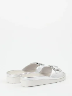 Semler – Pantoletten aus Metallicleder in Silber